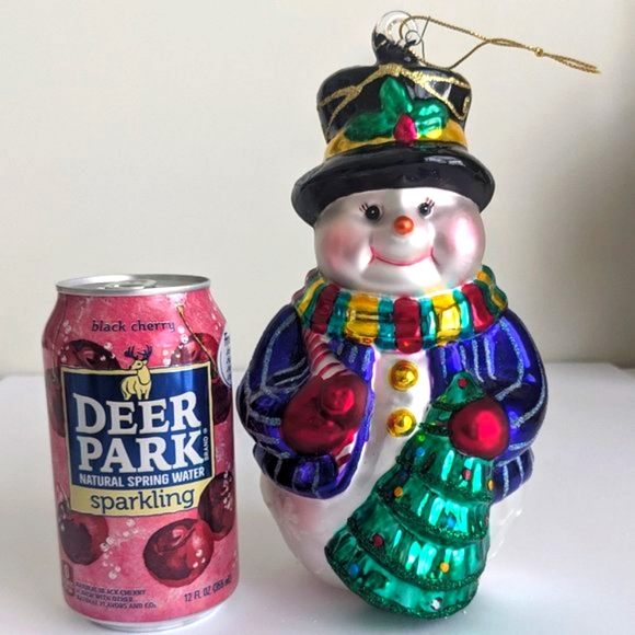 Vintage Extra Large 9" Glass Snowman Ornament European Christmas XL - Picture 1 of 16